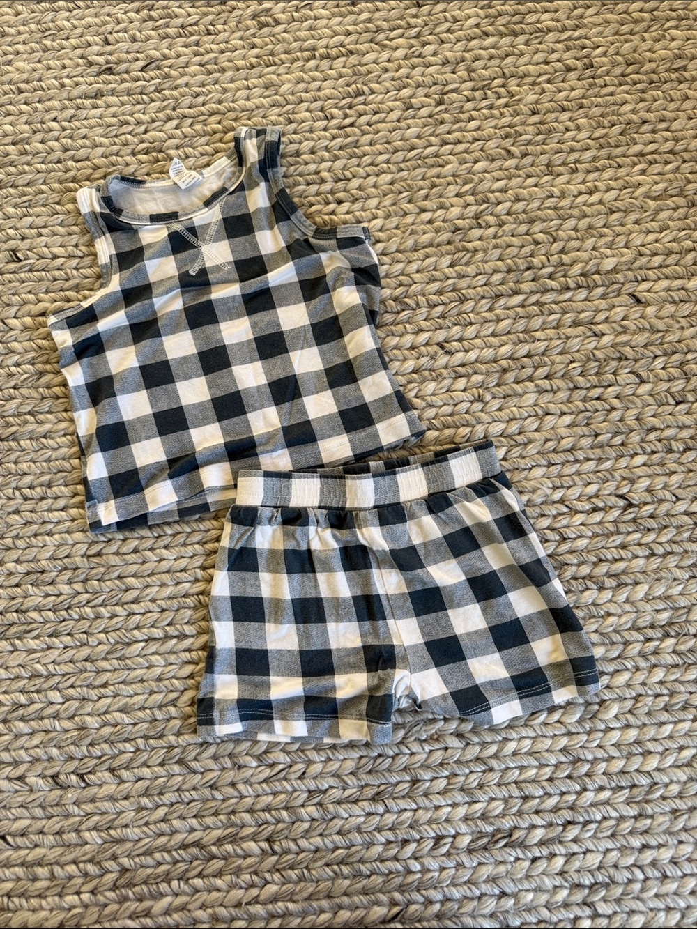 kate quinn Black and White Buffalo Plaid Tank & Shorts Set
